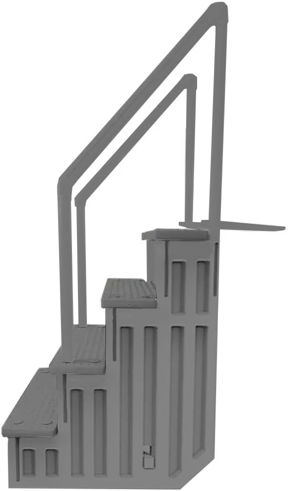 Aqua Select Anti-Slip in-Pool Steps | Gray | for Above Ground Swimming Pools | Can Mount to Decks 48" to 54" H | Safety Stairs Capacity Up to 350 lbs