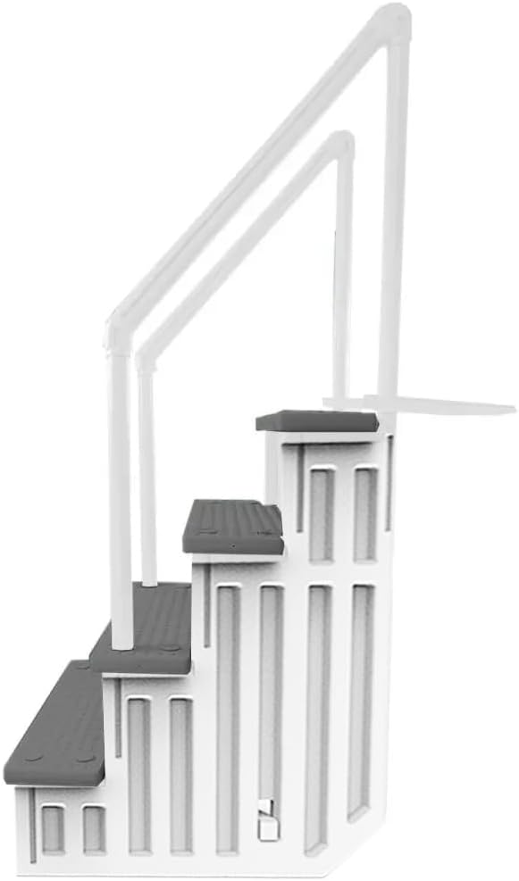 Aqua Select Anti-Slip in-Pool Steps | White/Gray Steps | for Above Ground Swimming Pools | Can Mount to Decks 48" to 54" H | Safety Stairs Capacity Up to 350 lbs