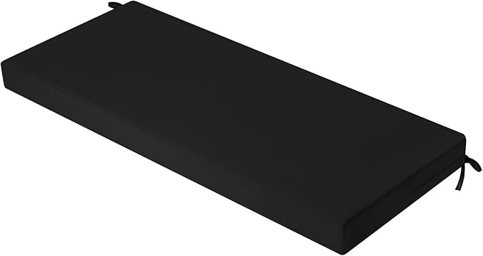 idee-home Outdoor Bench Cushion Waterproof, Bench Cushions for Outdoor Furniture, Patio Porch Swing Replacement Seat Pad with Ties for Garden Backyard, 36 x 18 Inch Black
