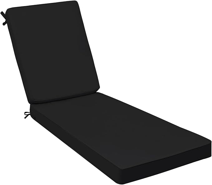 AAAAAcessories Outdoor Chaise Lounge Cushions, Fade-Resistant, Waterproof Patio Furniture Replacement Cushions, 72" x 21" x 3", Charcoal Black