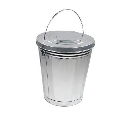Mytee Products 4 Gallon Galvanized Trash Can with Mounting Bracket Kit for Trucks & Trailers, Steel Outdoor Garbage Can Holder for Flat Vertical Surface, Fire & Heat Resistant
