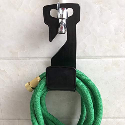 chic style 2 Pack Garden Hose Hanger Wall Mount Hose Holder Hook Fit to 25 50 75 100foot Hose (ABS Plastic, Black)