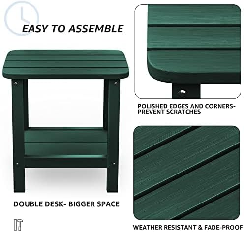 SERWALL Adirondack Table Outdoor Side Table Set of 2- Green