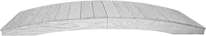 8 FT White Amish Made Pinewood Heavy Duty Garden Bridge for Walkway, Backyard Pond & Landscaping, Outdoor Wooden Footbridge for Koi Pond, Japanese Style Decorative Bridge, Made in USA