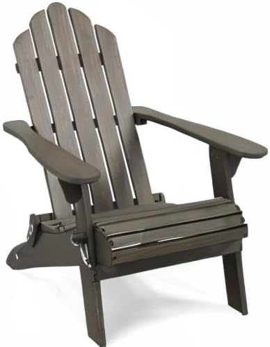 Christopher Knight Home Cara Outdoor Foldable Acacia Wood Adirondack Chair, Gray Finish