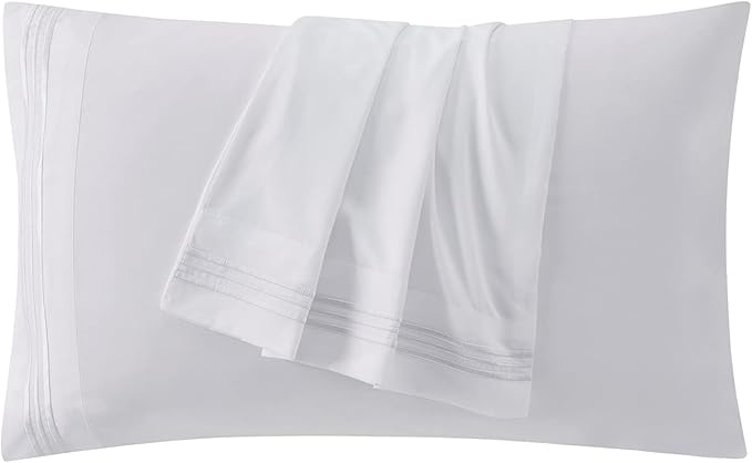 Clara Clark Bed Sheets, Premier 1800 Series 4 Piece Bed Sheet Set, Deep Pocket, Wrinkle, Fade, Stain Resistant, Luxury Soft Bedding Sheets & Pillowcases, Twin, White