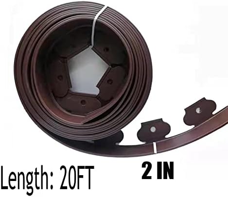 Garden Edging，20ft Landscape Edging with 20 Spikes for Lawn 2 Inch Tall (Brown, 20FT)