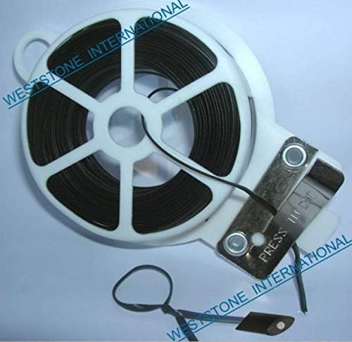 Weststone - 100ft (30m) Plastic Oval Twist Tie Spool with Cutter (Black -1pc)