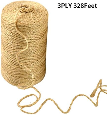 JijAcraft Jute Twine String 328 Feet, 2mm Natural Hemp for Gift Wrapping, 3-Ply Climbing Plant, Garden Craft, DIY Christmas Handmade Arts, Gift Decoration