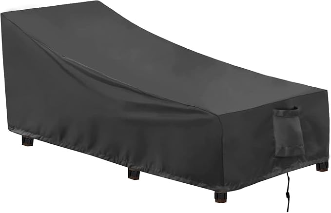OutdoorLines Outdoor Waterproof Patio Chaise Lounge Chair Cover - UV Resistant Lounger Covers Heavy Duty Weatherproof Patio Sofa Furniture Covers, 1 Pack, 68Wx30Dx30H Inches, Black