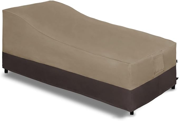 Easy-Going Waterproof Outdoor Chaise Lounge with Windproof, Heavy Duty Patio Lounge Chair Cover with Air Vent (78Wx35.5Dx33H inch- Camel/Dark Brown)