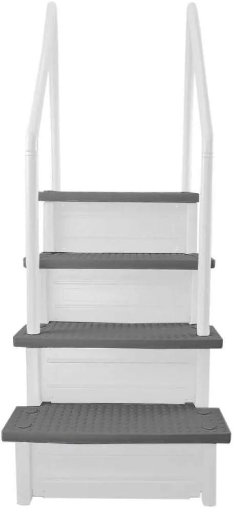Aqua Select Anti-Slip in-Pool Steps | White/Gray Steps | for Above Ground Swimming Pools | Can Mount to Decks 48" to 54" H | Safety Stairs Capacity Up to 350 lbs