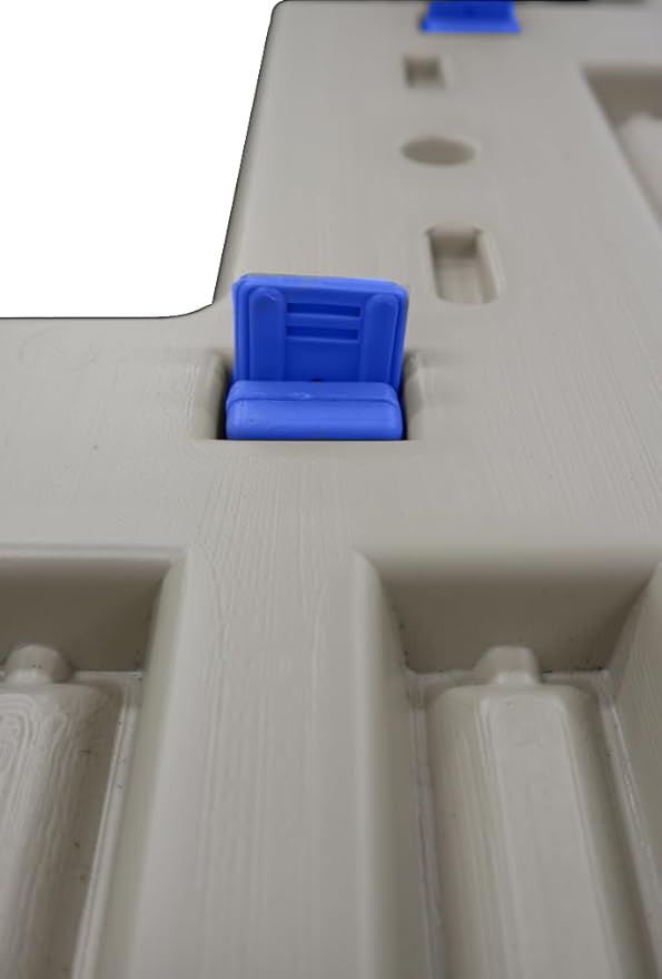 Confer Plastics Step-1X Above Ground Pool Entry System – Dual Handrails, Slip-Resistant Steps, Supports 400 lbs, Easy Installation, Warm Grey with Blue Treads, Made in USA