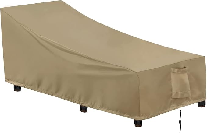 OutdoorLines Outdoor Waterproof Patio Chaise Lounge Chair Cover - UV Resistant Lounger Covers Heavy Duty Weatherproof Patio Sofa Furniture Covers, 1 Pack, 84Wx32Dx32H Inches, Camel