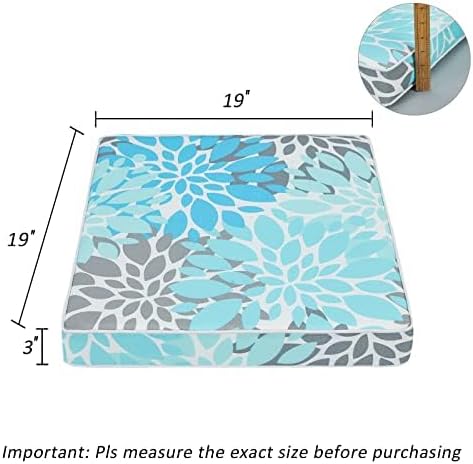 JMGBird Outdoor Chair Cushions Set of 4 - Waterproof Patio Seat Cushions 19x19 Inch with Ties, High Density Foam Square Cushions for Garden Furniture, Weather Resistant