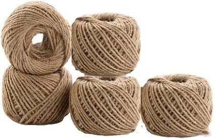 AAYU Natural Jute Twine Balls | 4 Ply 328 Feet (6 Pack) | Perfect for Arts, Crafts, Gift Packing Materials, Garden Applications, DIY Decorations, Embellishments | Total 1960 feet