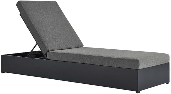Modway Tahoe Aluminum Outdoor Chaise Lounge in Gray Charcoal with Weather-Resistant Cushions, Perfect Patio Sunbed or Recliner Chair for Pool Furniture
