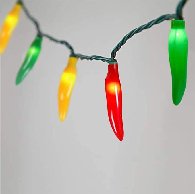 Multicolor Chili Pepper Lights, 13.6Ft Christmas Decorative String Lights with 35 Red Green Yellow Chili Light, Connectable Chili Pepper Lights for Outdoor Indoor Xmas Party Kitchen Garden