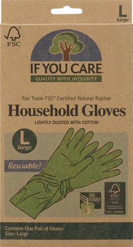 If You Care Latex Gloves,Large – – For Gardening,Dishwashing,Cleaning Kitchen and Bathroom-– 100% Cotton Lined,Reusable for Women and Men,Green,(Pack of 2)
