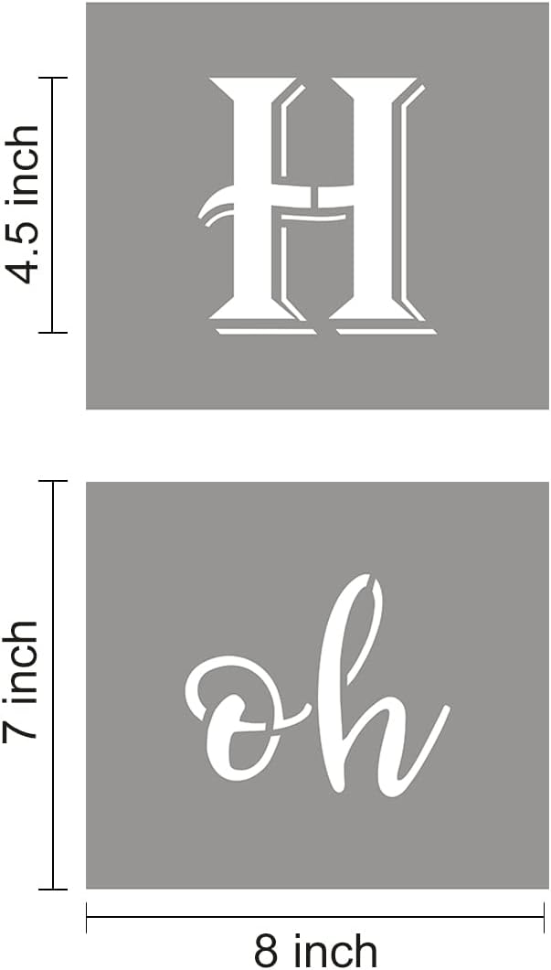 Large Oh Hello There Stencil - 7 Pack Vertical Oh Hello There Sign Stencils Templates for Painting on Wood, Reusable Letter Stencils for Front Porch Wood Signs