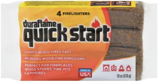 Fire Starter for Indoor and Outdoor Use - Quick Ignition Logs for BBQ, Fireplace, Fire Pit and Campfires (Firestart + Quickstart)