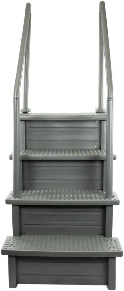 Aqua Select Anti-Slip in-Pool Steps | Gray | for Above Ground Swimming Pools | Can Mount to Decks 48" to 54" H | Safety Stairs Capacity Up to 350 lbs