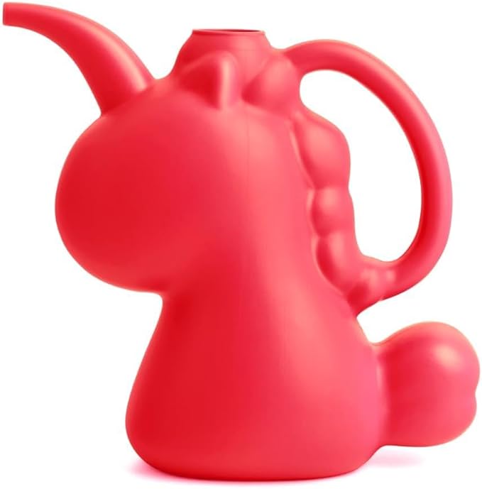 XXXFLOWER Unicorns Indoor Watering Can, 1 L Cute Animal Water Cans, Novelty Unicorns Shape Watering Pot for Office House Indoor Garden（Red）