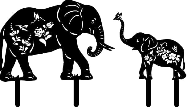 Elephant Metal Decor for Outside,Garden Stakes Decorative Elephant Gifts for Women/Men,Black Elephant Silhouette Statues for Yard Ornaments,Lawn, Patio, Pathway,Outdoor Garden Decor