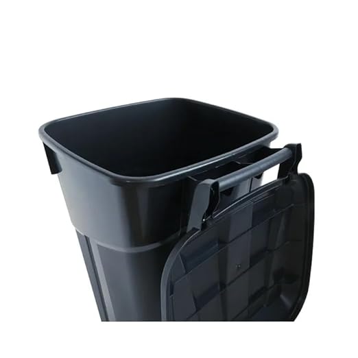 32 Gallon Trash Can with Attached Lid, Heavy Duty Wheeled Plastic Garbage Bin, Black