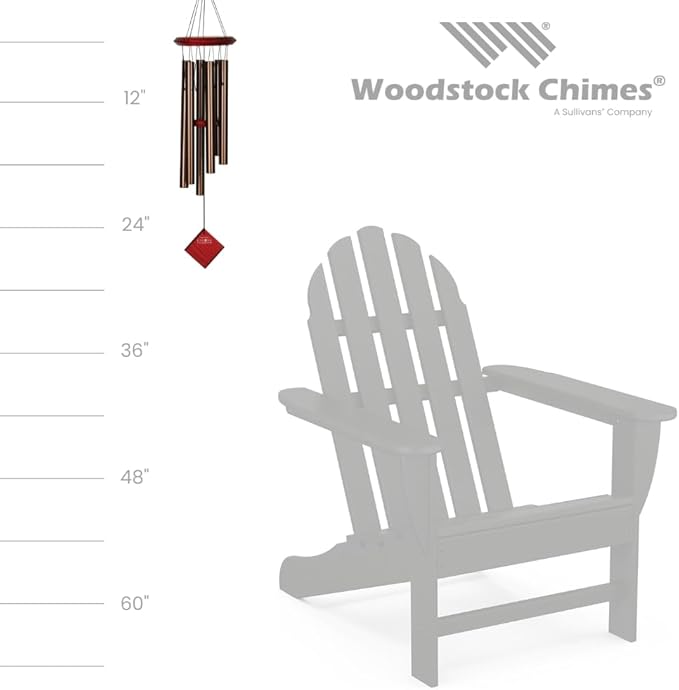 Woodstock Chimes Pluto Wind Chime for Outside 27" Bronze Small, Light Airy Sound for Outdoor Garden, Patio, Porch Decor, Encore Collection DCB27