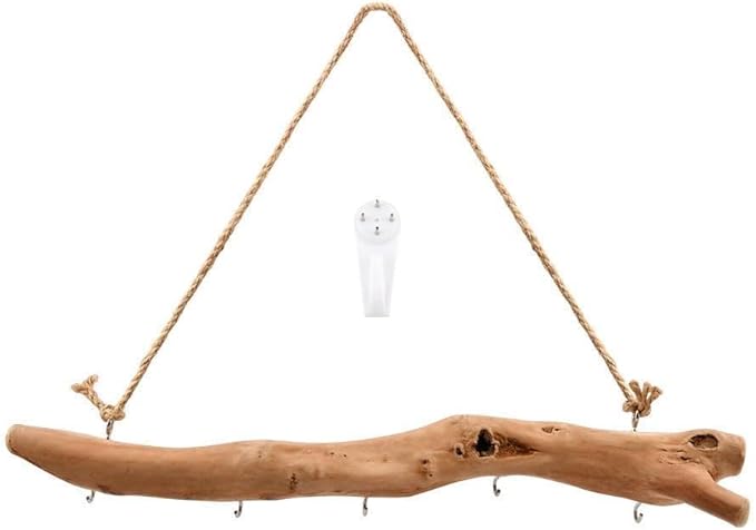 1Pc 15 Inch Natural Driftwood Decorative Branches Farmhouse Home Wall Hanging Decor Hanging Jewelry Organizers with 5 Hooks Decorative Farmhouse Home Wall Decor
