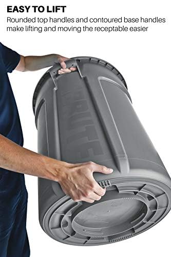 Rubbermaid Commercial Products BRUTE Heavy-Duty Round Trash/Garbage Can, 20-Gallon, Gray,Outdoor Waste Container for Landscapers/Construction/Restaurants/Back of House/Offices/Warehouses, Pack of 6