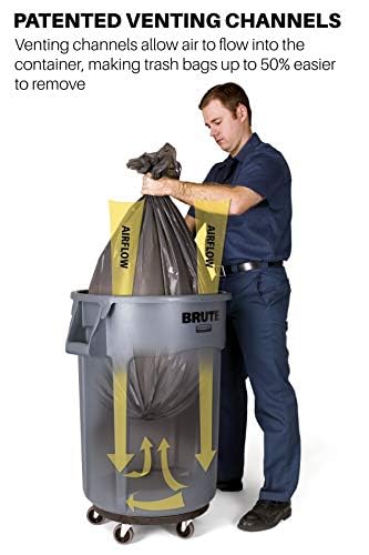 Rubbermaid Commercial Products BRUTE Heavy-Duty Round Trash/Garbage Can, 20-Gallon, Gray,Outdoor Waste Container for Landscapers/Construction/Restaurants/Back of House/Offices/Warehouses, Pack of 6