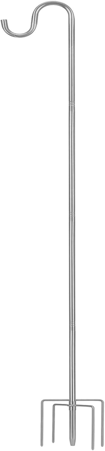 Shepherds Hook for Outdoor, 46 Inch Tall & 5/8 Inch Diameter Stainless Steel Heavy Duty Poles to Hang Outdoor Lights with 5 Prongs Base, Suitable for Bird Feeders or Wedding Decors(1pack)