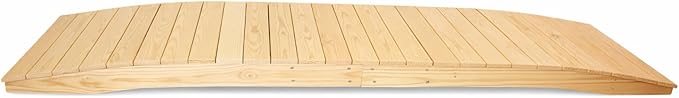 12 FT NATURAL Amish Made Pinewood Heavy Duty Garden Bridge for Walkway, Backyard Pond & Landscaping, Outdoor Wooden Footbridge for Koi Pond, Japanese Style Decorative Bridge, Made in USA