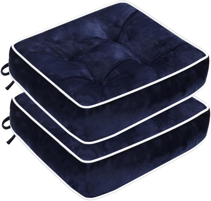ERWUDEling Outdoor Chair Cushions Set of 2, Patio Cushions for Outdoor Furniture, Tufted Waterproof Outdoor Chair Pads, 19x19x5inch,Blue