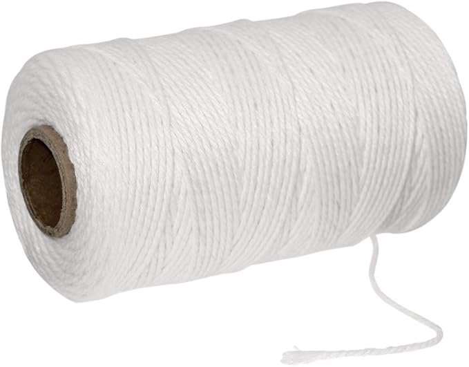 jijAcraft Butchers Twine 984 Feet, 2mm Cotton Twine String, Food Safe Kitchen Cooking Bakers Twine String for Meat Trussing, White Cotton String for Turkey Sausage Butcher Food Prep