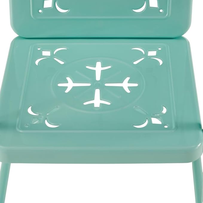 Crosley Furniture Azalea 2-Piece Outdoor Chair Set, Vintage Retro Metal Patio Chairs for Dining, Porch, Deck, Aqua Gloss