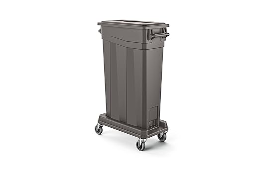 Suncast Commercial TCNH2030 Narrow Trash Can With Handles, 30.00" Height x 11.08" Width, 23 gal Capacity, Gray