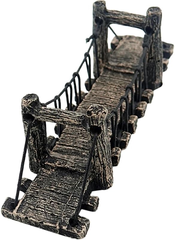 Balacoo Aquarium Decor Bridge: Resin Garden Rope Bridge Ornament for Betta Fish Tank Landscape Decoration - Dark Brown, 6.29 Inch
