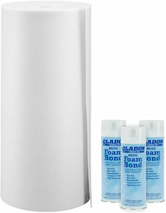 SmartLine 100' Roll Wall Foam with Spray Adhesive Kit for Above Ground Pool | 48" Wall High | Accommodates Pools Up to 28' Round, 18' x 38' Oval and 16' x 32' Rectangle
