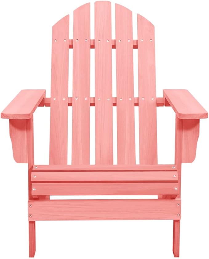 Patio Adirondack Chair Solid Fir Wood Pink, Patio Dining Chairs, Bar Stools, Outdoor Seating for Outdoor Relaxation and Entertaining in Your Backyard or Poolside