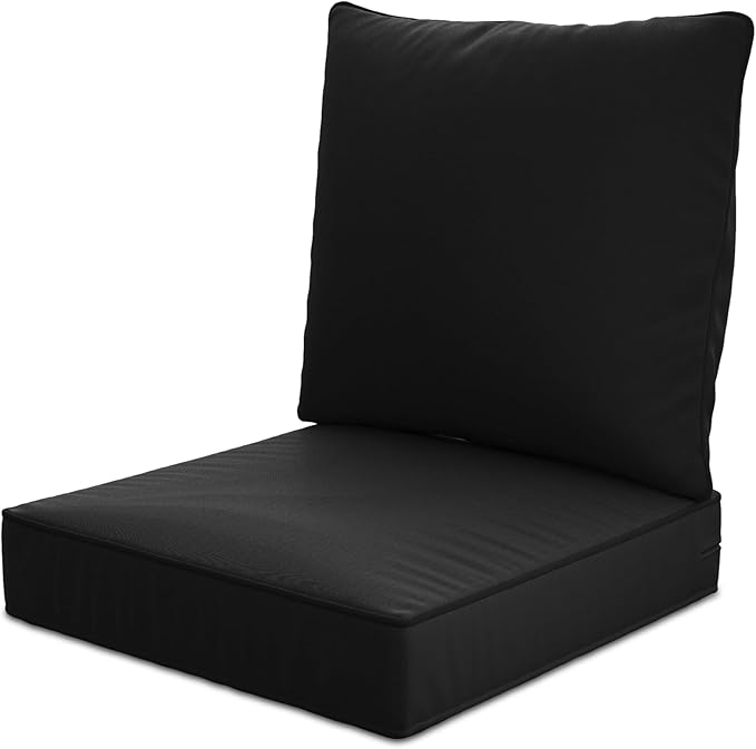 24" x 24" x 6" Outdoor Deep Seat Cushions Set - Waterproof & Fade Resistant Patio Furniture Replacement Cushions, Non-Slip Outdoor Cushions Fit Loveseats, Couches, Chairs, and Sofas.