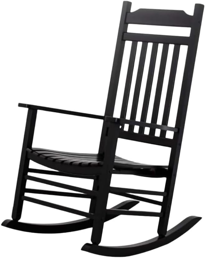 Wooden Porch Rocking Chairs Outside Outdoor Rockers for Adults Furniture for Living Room Patio Lounge Garden Indoor Black