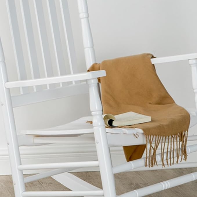 Wooden Rocking Chair for Adults Furniture Set of 2 Outside Rocker Chair for Porch Patio Lounge Balcony Indoor & Outdoor, White