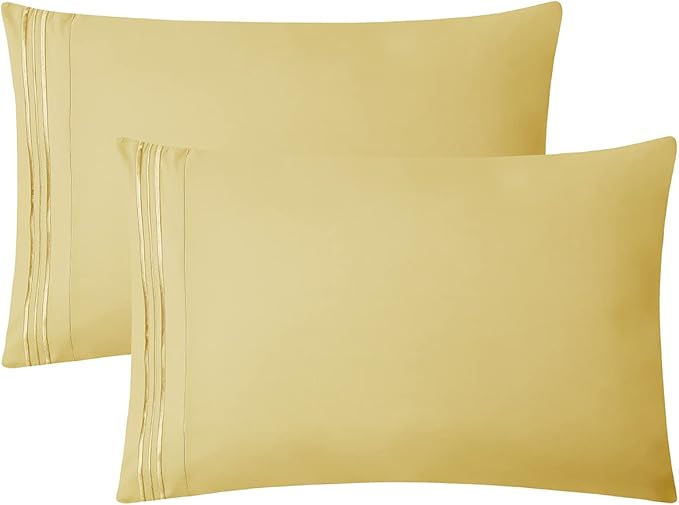 Clara Clark Bed Sheets, Premier 1800 Series 4 Piece Bed Sheet Set, Deep Pocket, Wrinkle, Fade, Stain Resistant, Luxury Soft Bedding Sheets & Pillowcases, King, Custard Mellow