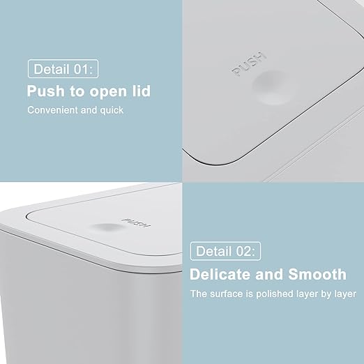 3 Pack 10 Liter / 2.6 Gallon Bathroom Trash Can, Small Trash Can with Lid, Garbage Can Waste Basket for Bathroom, Kitchen, Bedroom, Powder Room, Craft Room, Office, College (Gray)