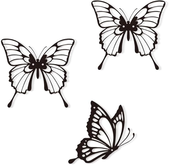 Large Butterflies Metal Wall Decor - 3 Pack Elegant Rust-Proof Butterfly Wall Art for Indoor & Outdoor - Farmhouse Living Room, Bedroom, Bathroom, Patio Decor, Unique Housewarming Gift Idea