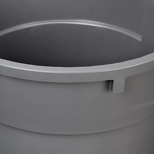 Amazon Basics Heavy Duty Sturdy Round Trash Can, 32 Gallon, Grey, Pack of 2