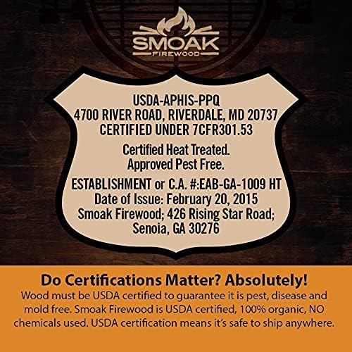 Smoak Firewood 12inch Length Premium Cooking Wood & Firewood Logs - Used for Grills, Smokers, Pizza ovens, stoves, firepits or fireplaces - USDA Certified Kiln Dried (Pecan - 12in pieces (45-50lbs))